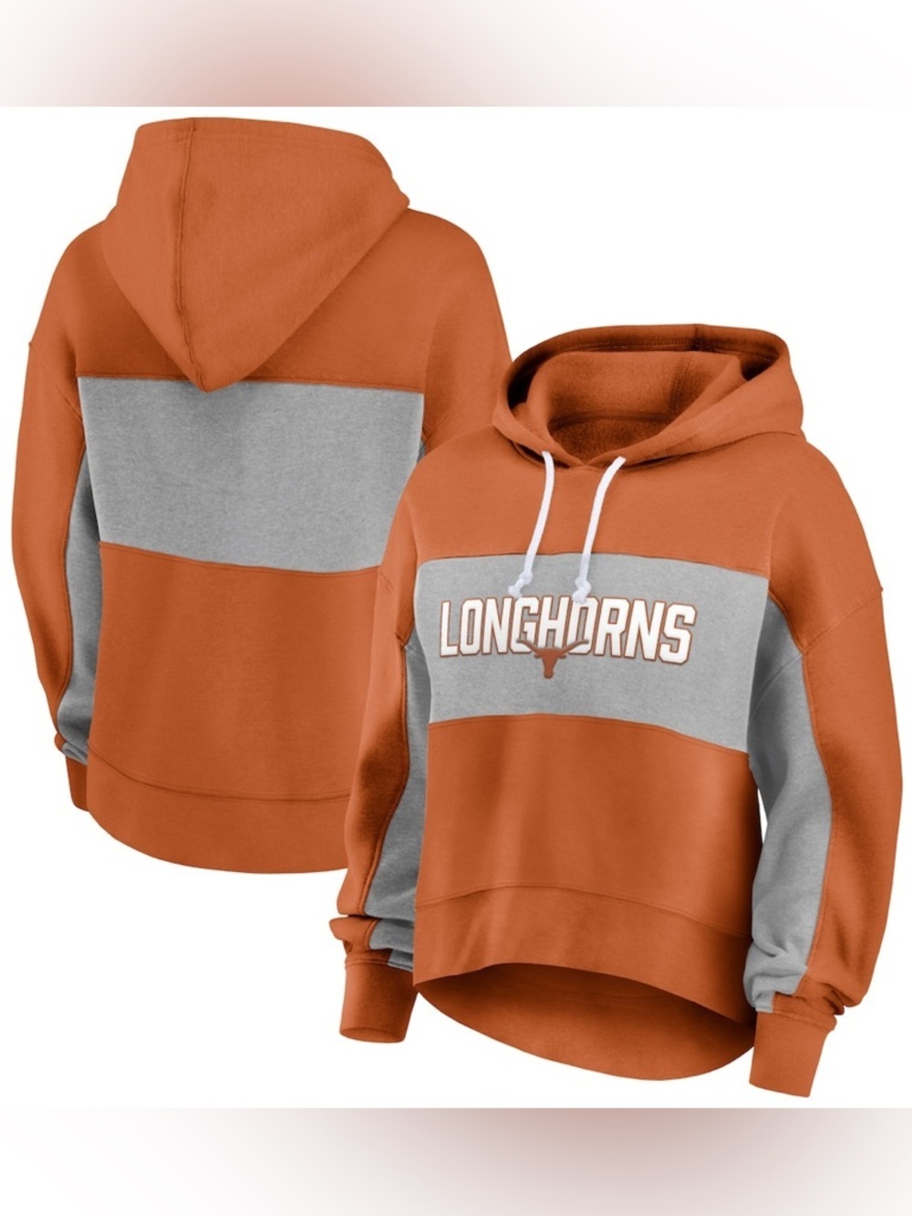 Texas Longhorns Hoodie Fanatics Women M Orange Gray Pullover UT Austin Gameday